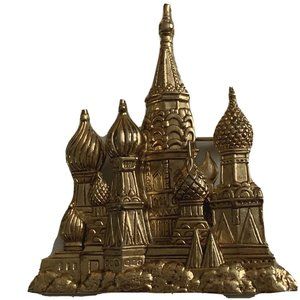 Vtg Jonette Jewelry Brooch St Basil’s Cathedral Russia Gold Tone JJ 1980’s Pin
